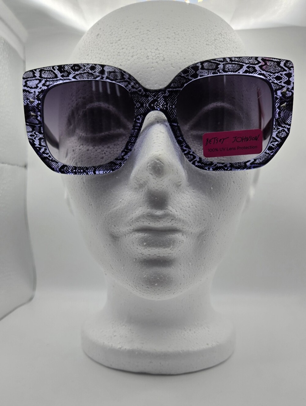 Betsey Johnson Purple Black Snake-Print Serpent Big Butterfly Shape Sunglasses